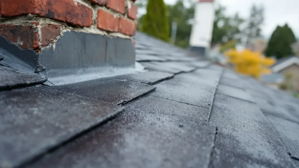 A close-up photograph of weathered red brickwork on a Sunnyvale chimney showing small hairline cracks in the grey mortar