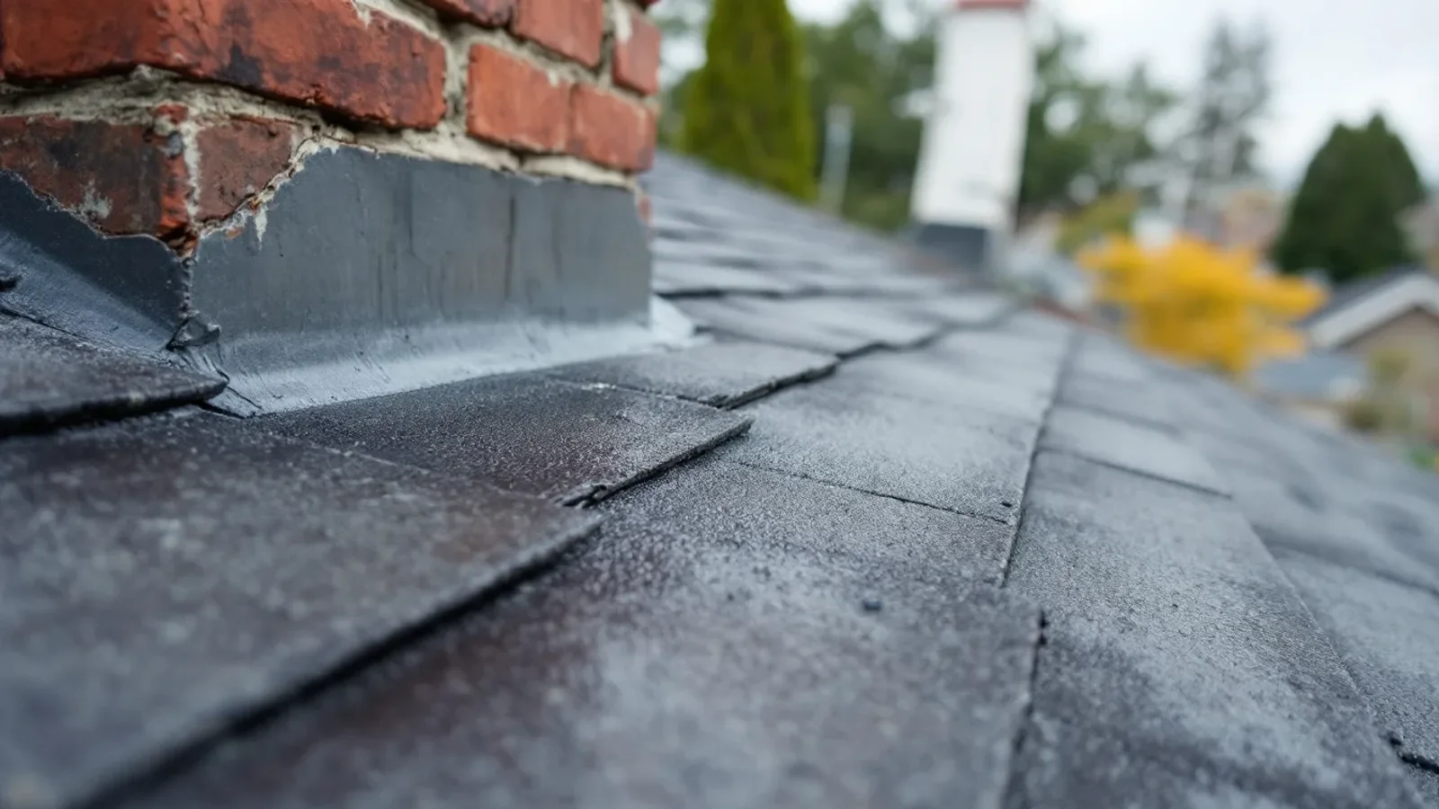 A close-up photograph of weathered red brickwork on a Sunnyvale chimney showing small hairline cracks in the grey mortar